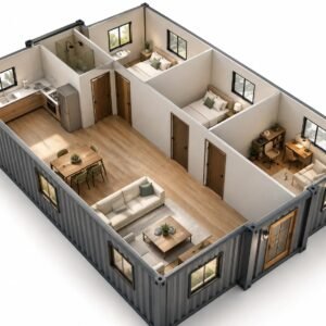 40ft Luxury 3 Bedroom Foldable Container Home - 1 Living Room, 1 Bathroom & Kitchen, Prefab Mobile House Easy Setup