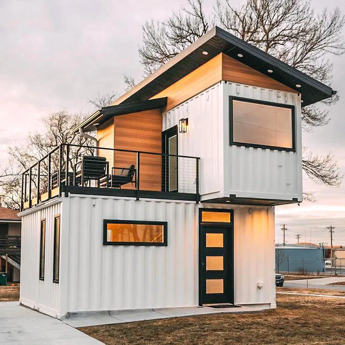 Duplex 3BHK Prefabricated Tiny House - Fully Furnished, Rooftop Deck, Portable Container House for Family