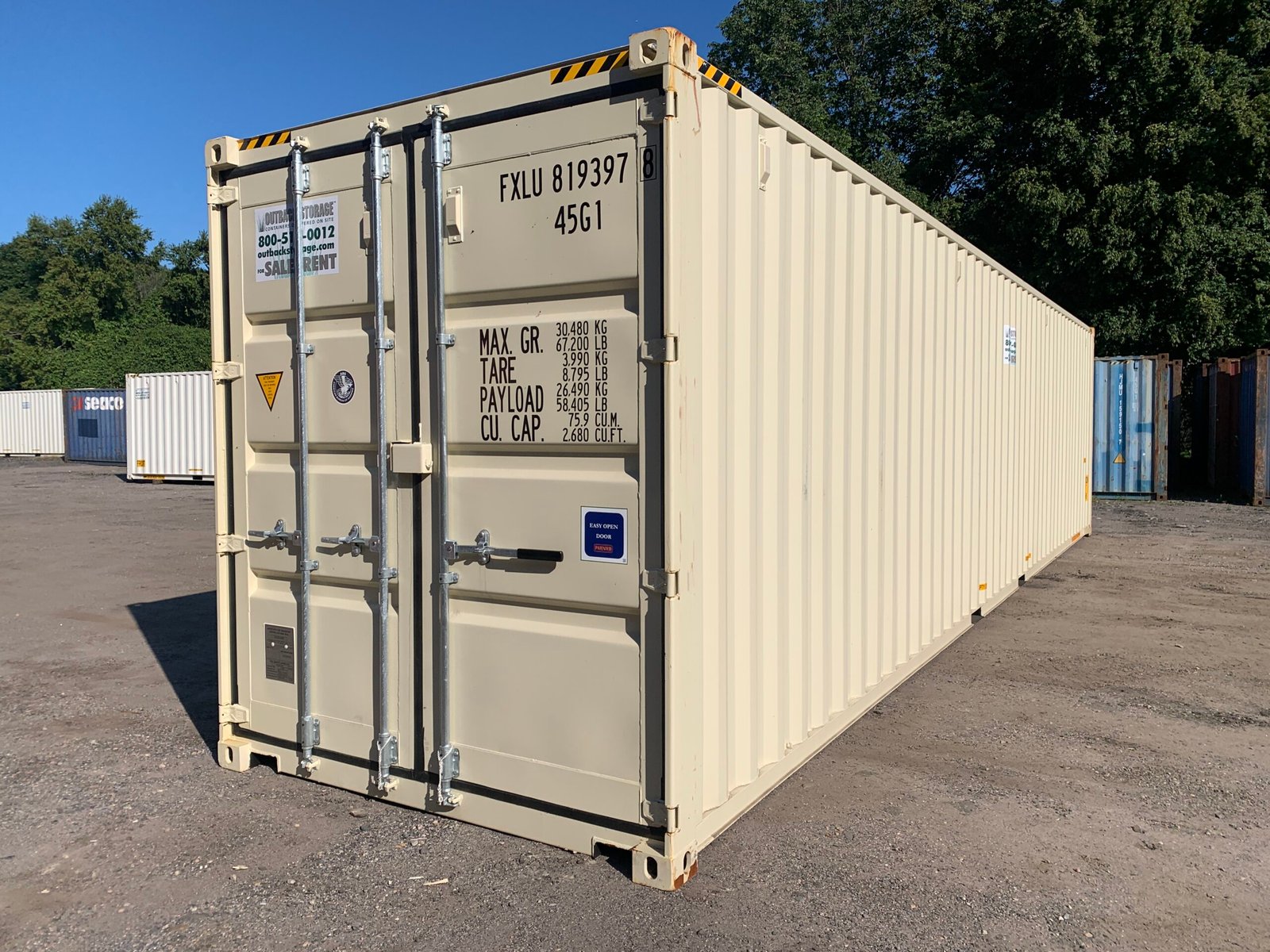 40ft New High Cube Shipping Container - Wind & Watertight - Beige - Unit FXLU819397-8 - Image 11