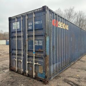 40ft Used High Cube Shipping Container - Wind & Watertight - Blue - Unit GESU598011-3