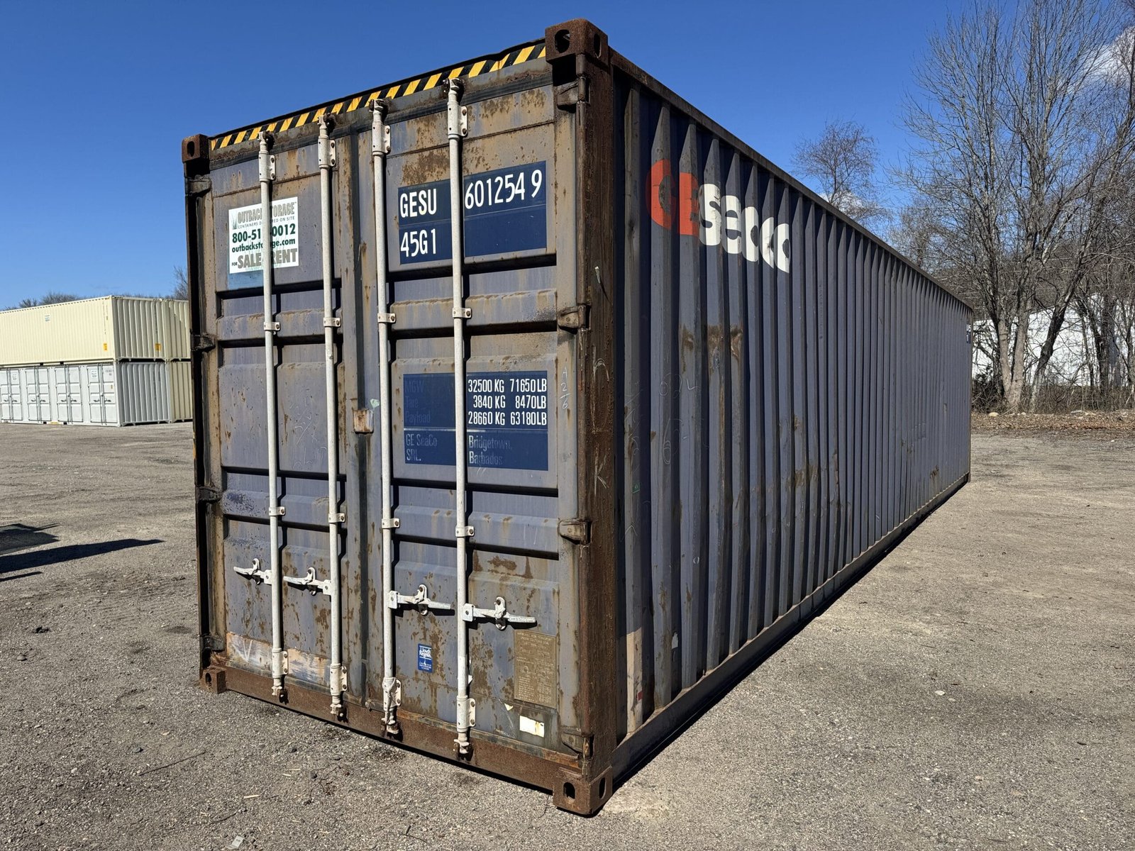 40ft Used High Cube Shipping Container - Wind & Watertight - Blue - Unit GESU601254-9 - Image 6