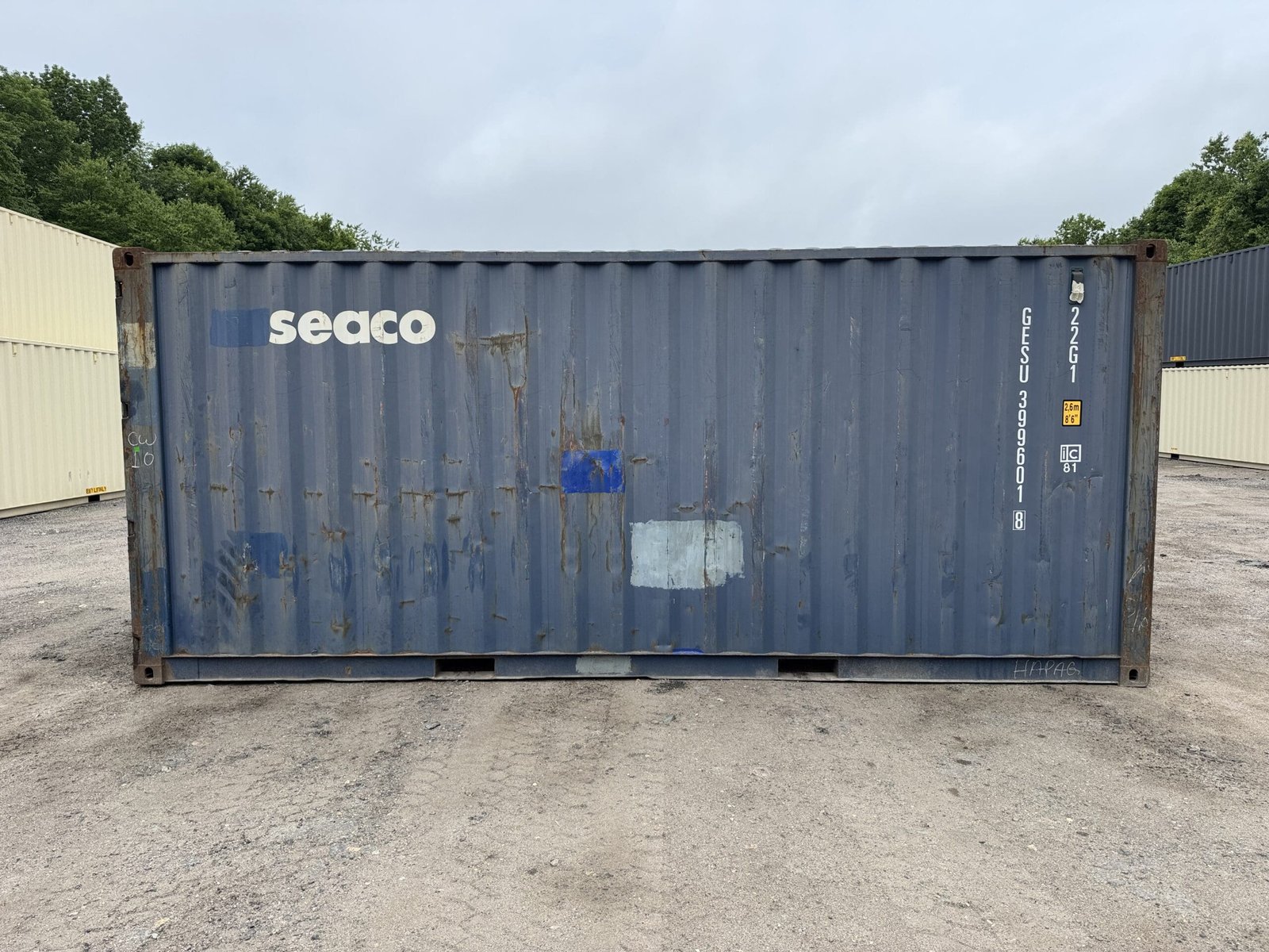 20ft Used Shipping Container - Wind & Watertight - Blue - Unit GESU399601-8 - Image 7