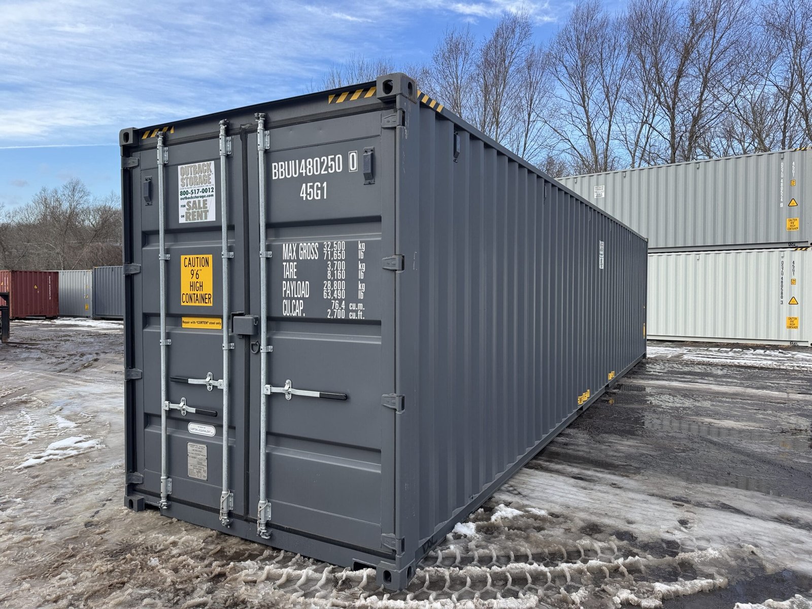 40ft New High Cube Shipping Container - Wind & Watertight - Gray - Unit BBUU480250-0 - Image 8