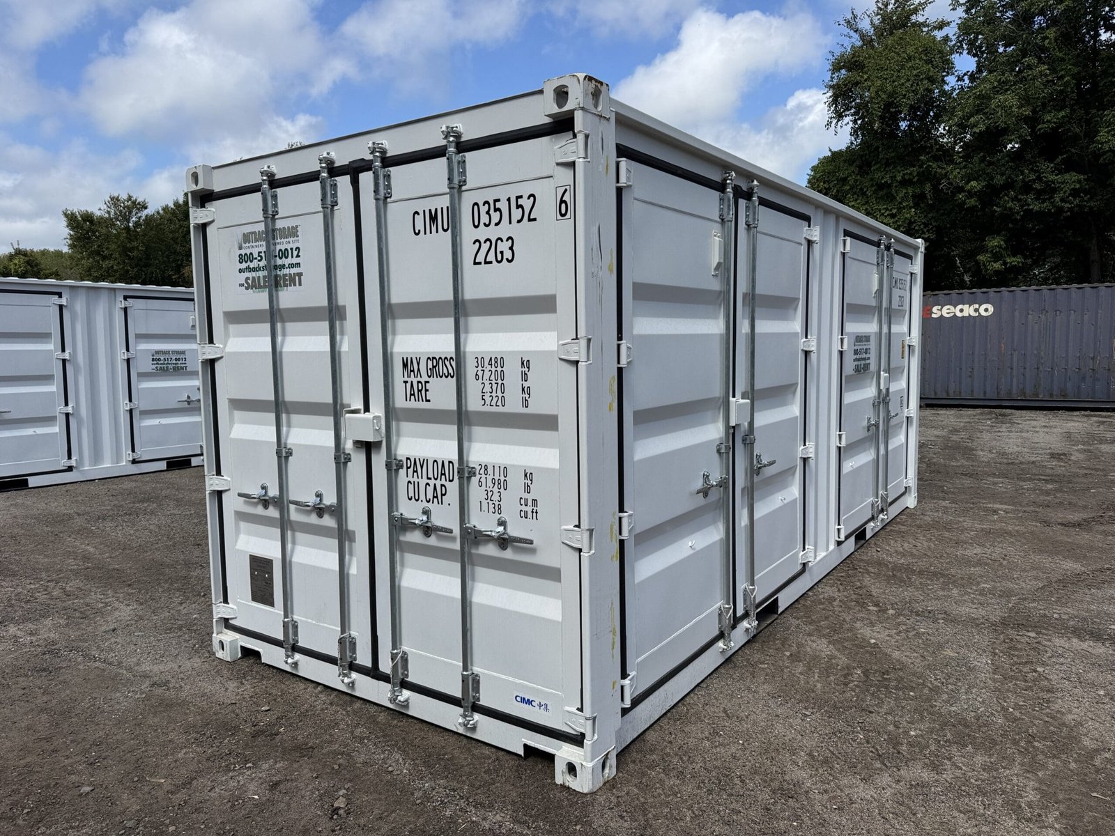 20ft New Shipping Container - Wind & Watertight - White - Unit CIMU035152-6 - Image 9