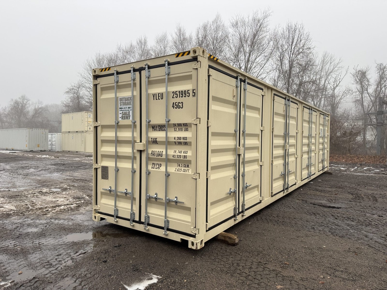 40ft New High Cube Shipping Container - Wind & Watertight - Beige - Unit YLEU251995-5 - Image 8