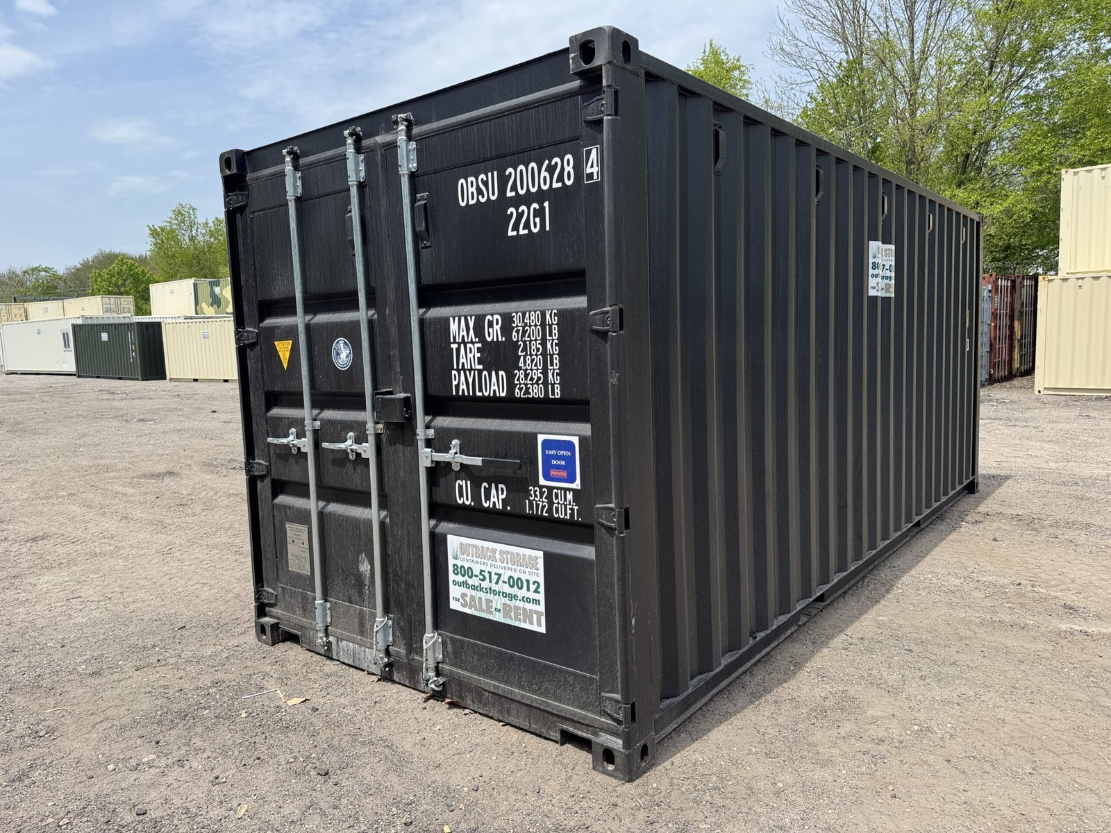 20ft New Shipping Container - Wind & Watertight - Black - Unit OBSU200628-4 - Image 11