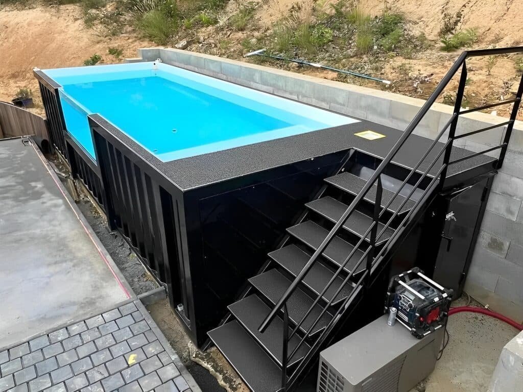 20ft Shipping Container Swimming Pool with Convenient Side Staircase - Image 10