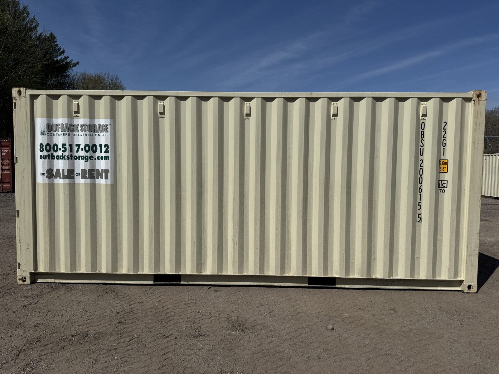 20ft New Shipping Container - Wind & Watertight - Beige - Unit OBSU200615-5 - Image 12