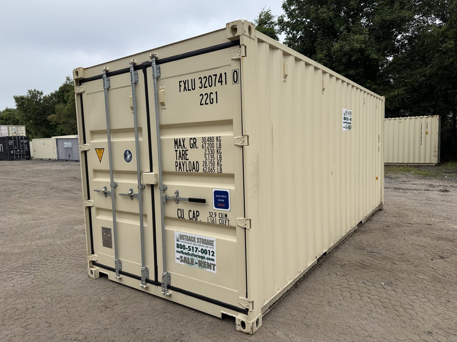20ft New Shipping Container - Wind & Watertight - Beige - Unit FXLU320741-0 - Image 11