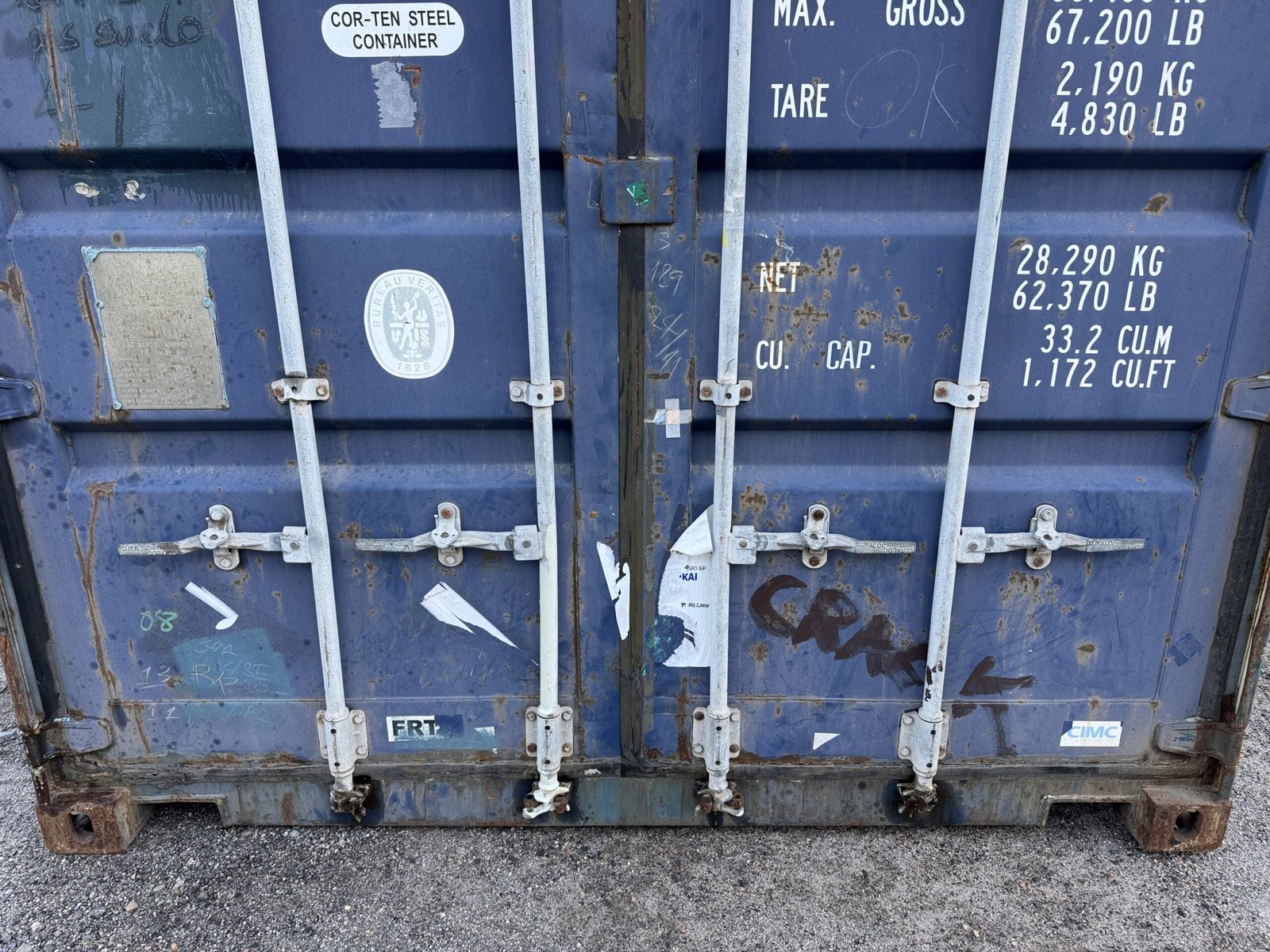 20ft Used Shipping Container - Wind & Watertight - Blue - Unit CMAU180414-2 - Image 5