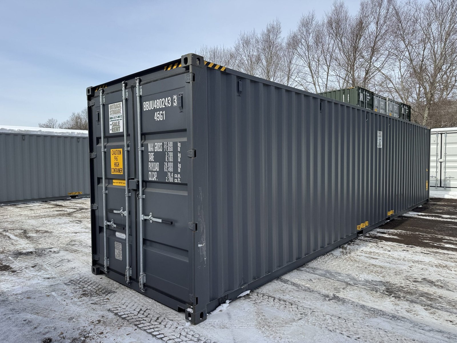 40ft New High Cube Shipping Container - Wind & Watertight - Gray - Unit BBUU480243-3 - Image 8