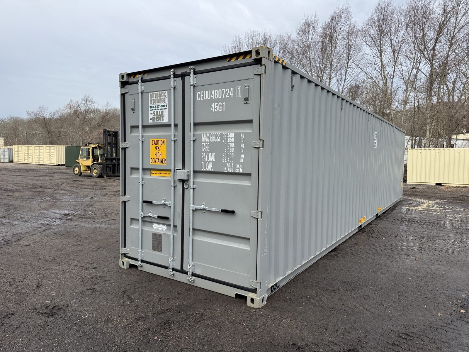 40ft New High Cube Shipping Container - Wind & Watertight - Gray - Unit CEUU480724-1 - Image 8