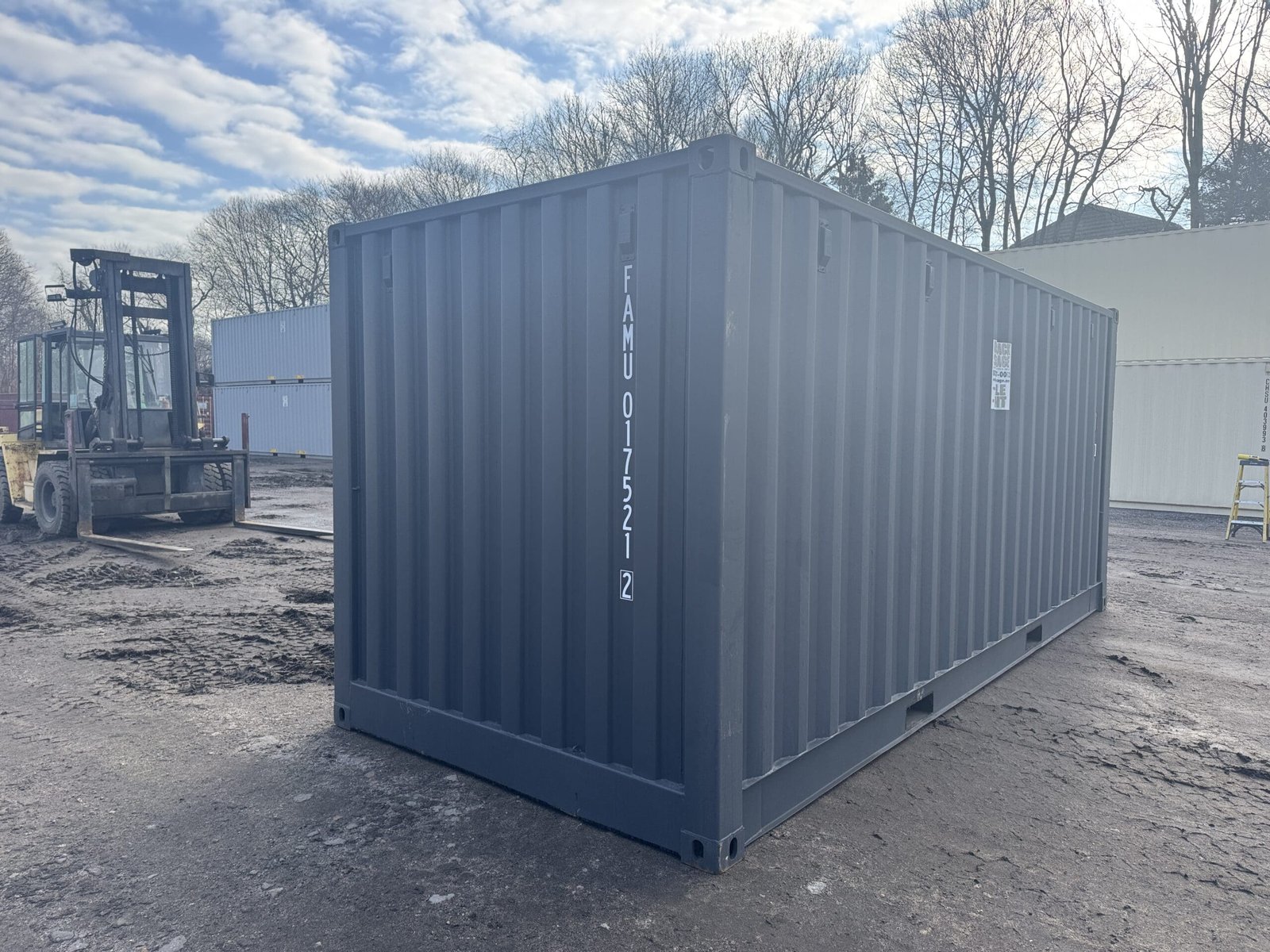 20ft Open Side New Shipping Container - Wind & Watertight - Gray - Unit FAMU017521-2 - Image 12
