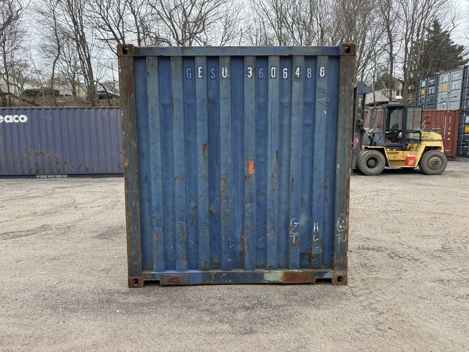 20ft Used Shipping Container - Wind & Watertight - Blue - Unit GESU360648-6 - Image 9