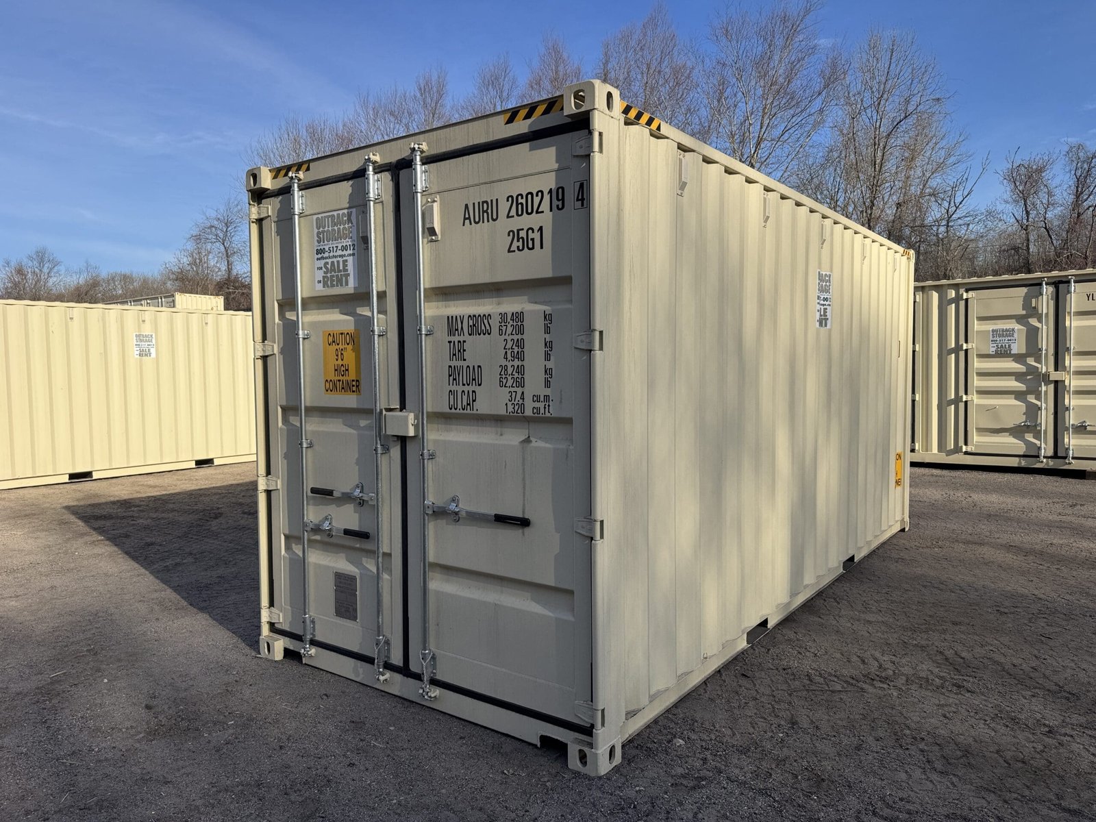 20ft New High Cube Shipping Container - Wind & Watertight - Beige - Unit AURU260219-4 - Image 8