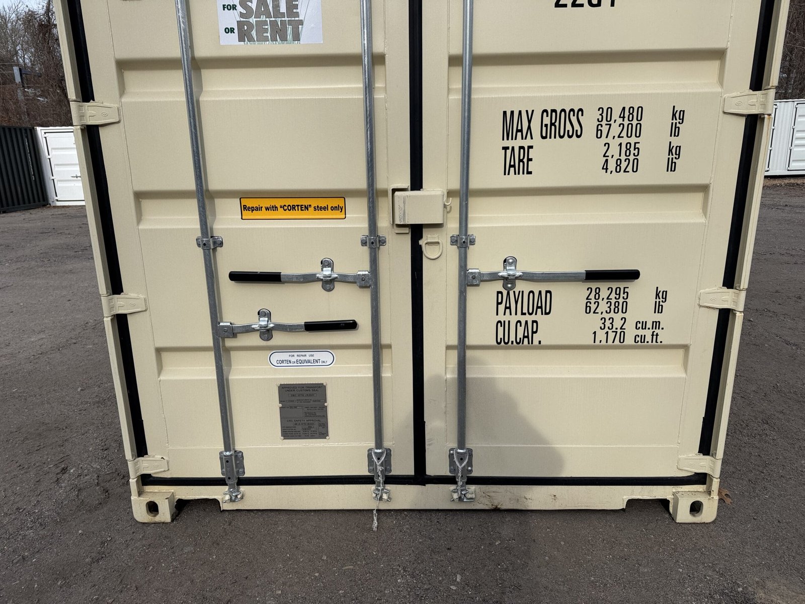20ft New Shipping Container - Wind & Watertight - Beige - Unit BSLU806280-2 - Image 6