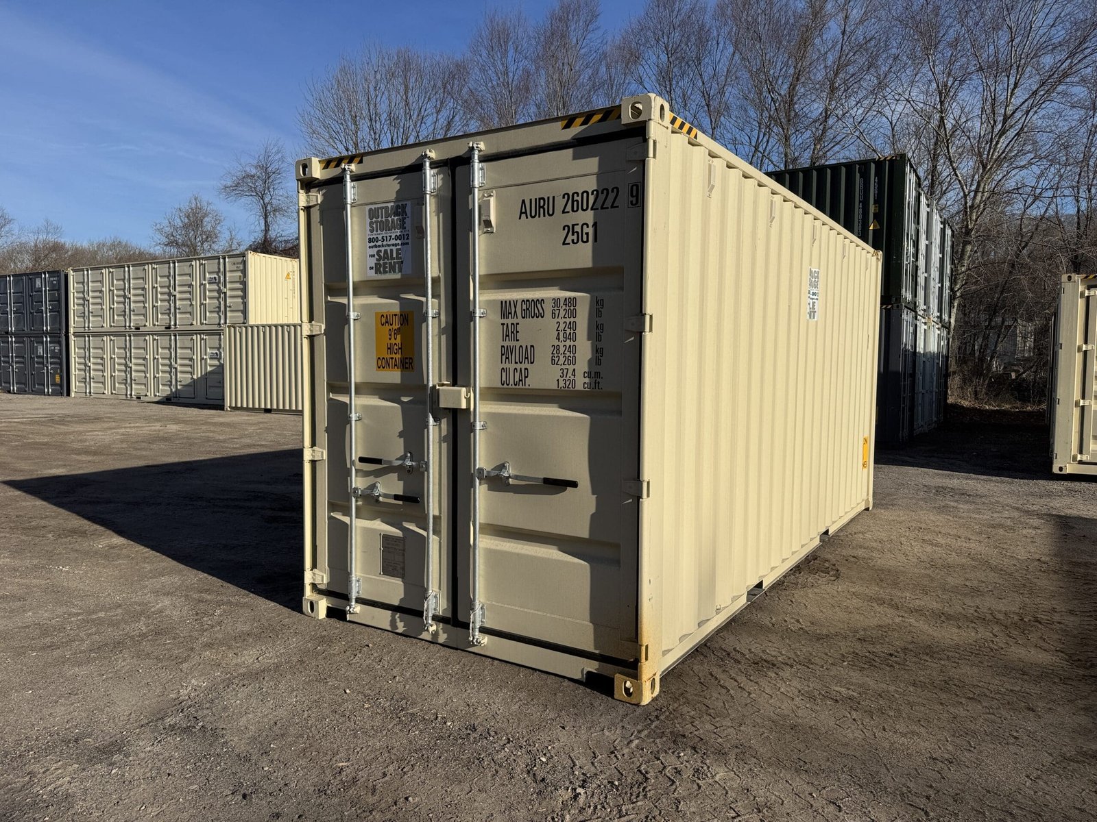 20ft New High Cube Shipping Container - Wind & Watertight - Beige - Unit AURU260222-9 - Image 8