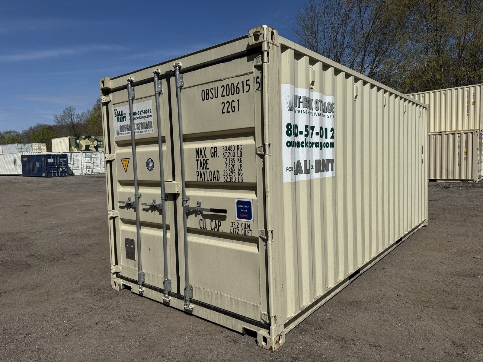 20ft New Shipping Container - Wind & Watertight - Beige - Unit OBSU200615-5 - Image 11