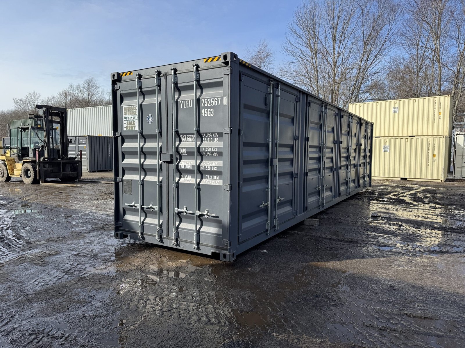 40ft New High Cube Shipping Container - Wind & Watertight - Dk Gray - Unit YLEU252567-0 - Image 8