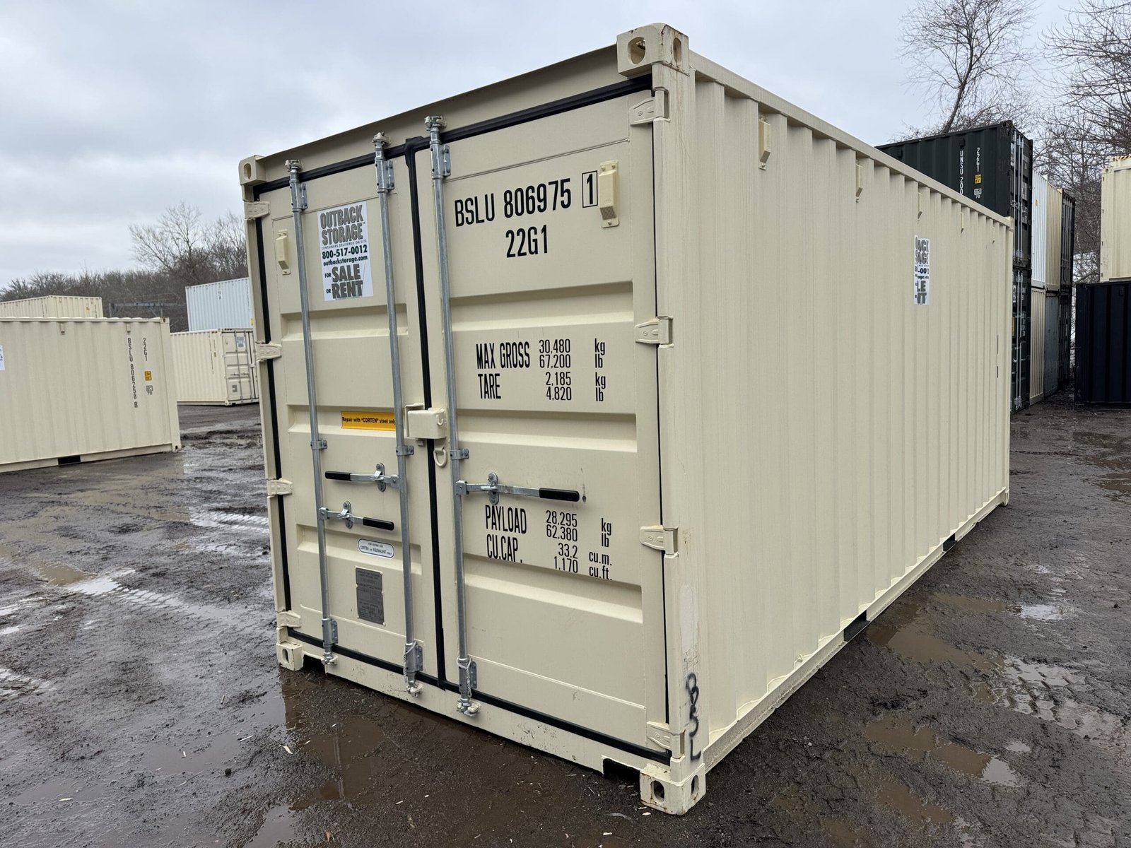 20ft New Shipping Container - Wind & Watertight - Beige - Unit BSLU806975-1 - Image 9