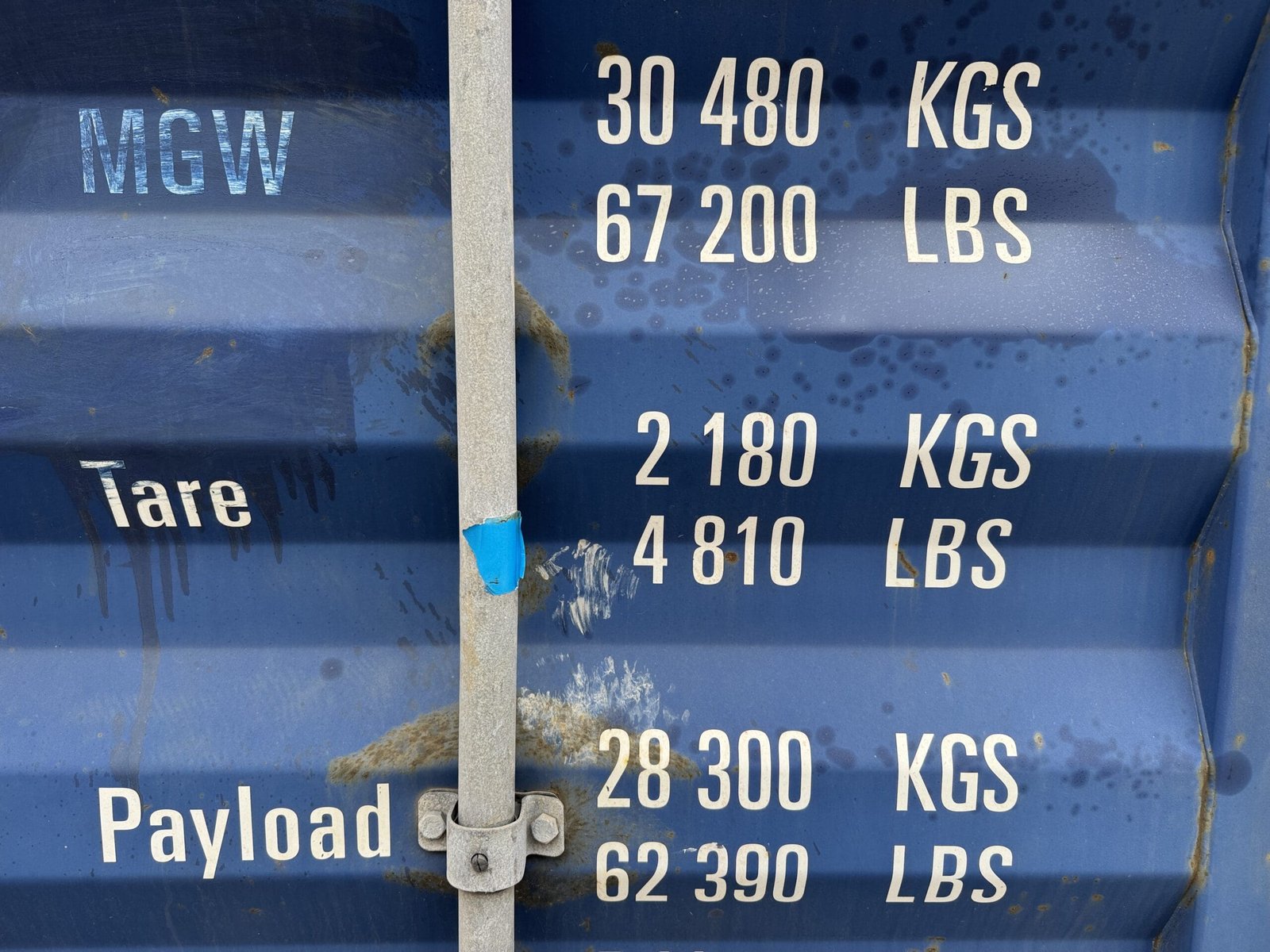 20ft Used Shipping Container - Wind & Watertight - Blue - Unit SEGU221402-1 - Image 4