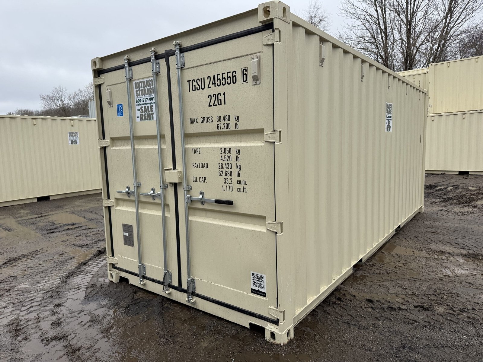 20ft New Shipping Container - Wind & Watertight - Beige - Unit TGSU245556-6 - Image 9