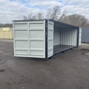 20ft Open Side New Shipping Container  -  Wind & Watertight  -  Gray  -  Unit FAMU017521-2