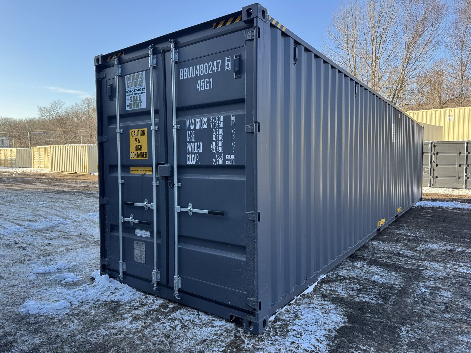 40ft New High Cube Shipping Container - Wind & Watertight - Gray - Unit BBUU480247-5 - Image 9