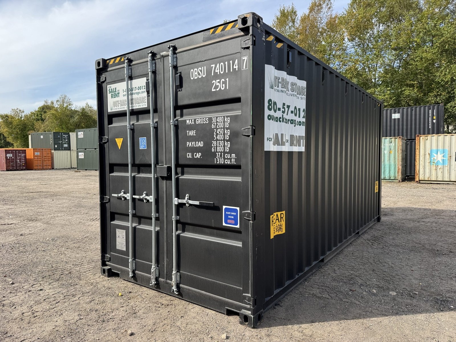 20ft New High Cube Shipping Container - Wind & Watertight - Black - Unit OBSU740114-7 - Image 11