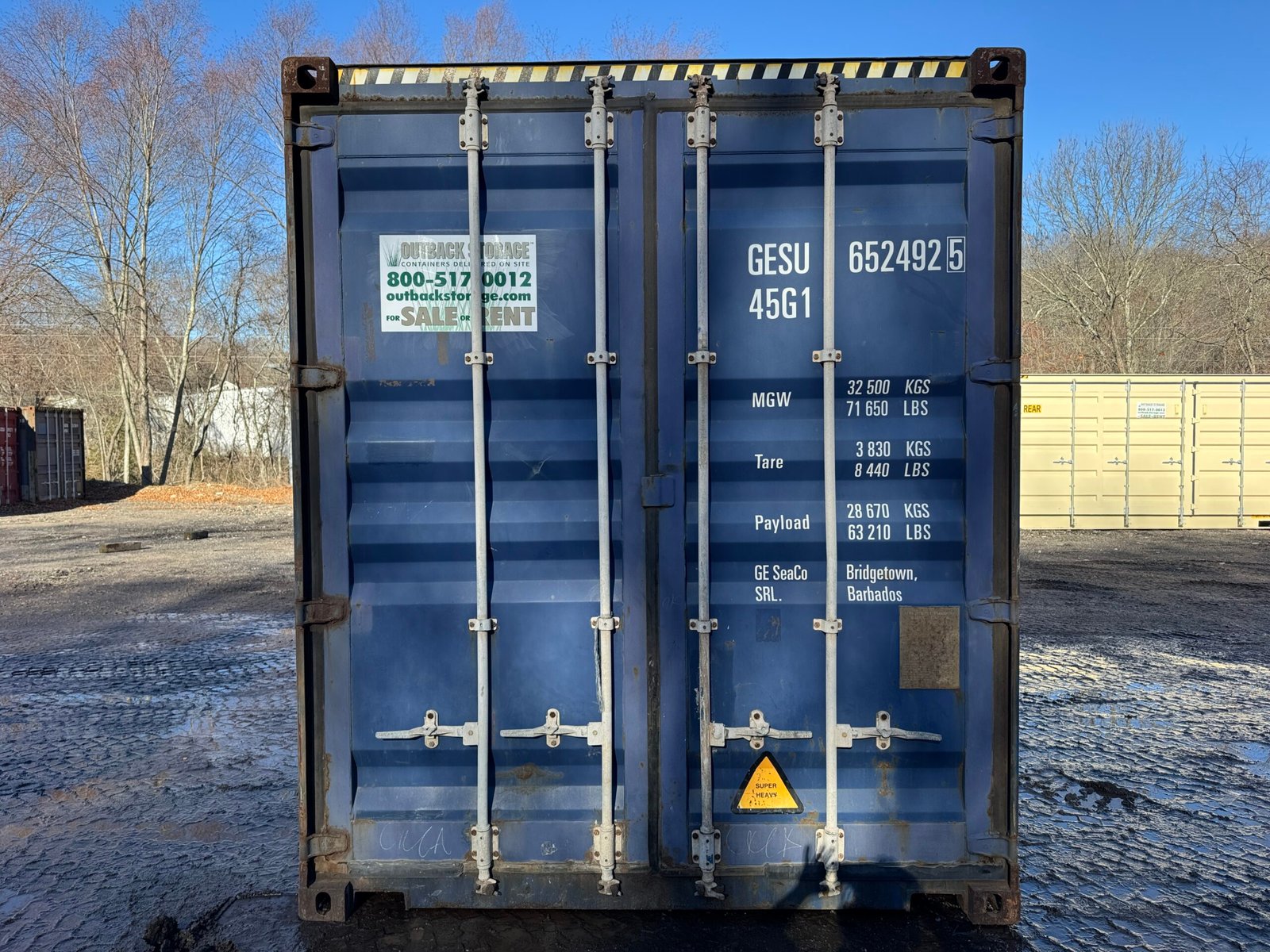40ft Used High Cube Shipping Container - Wind & Watertight - Blue - Unit GESU652492-5 - Image 4