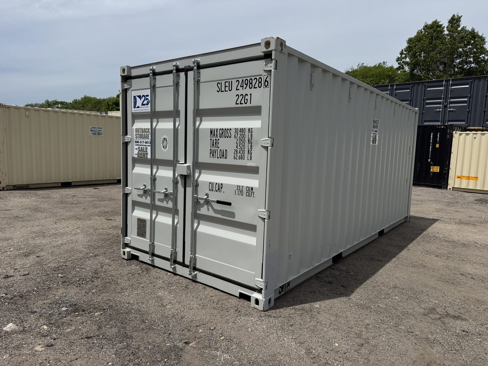 20ft New Shipping Container - Wind & Watertight - Gray - Unit SLEU249828-6 - Image 8