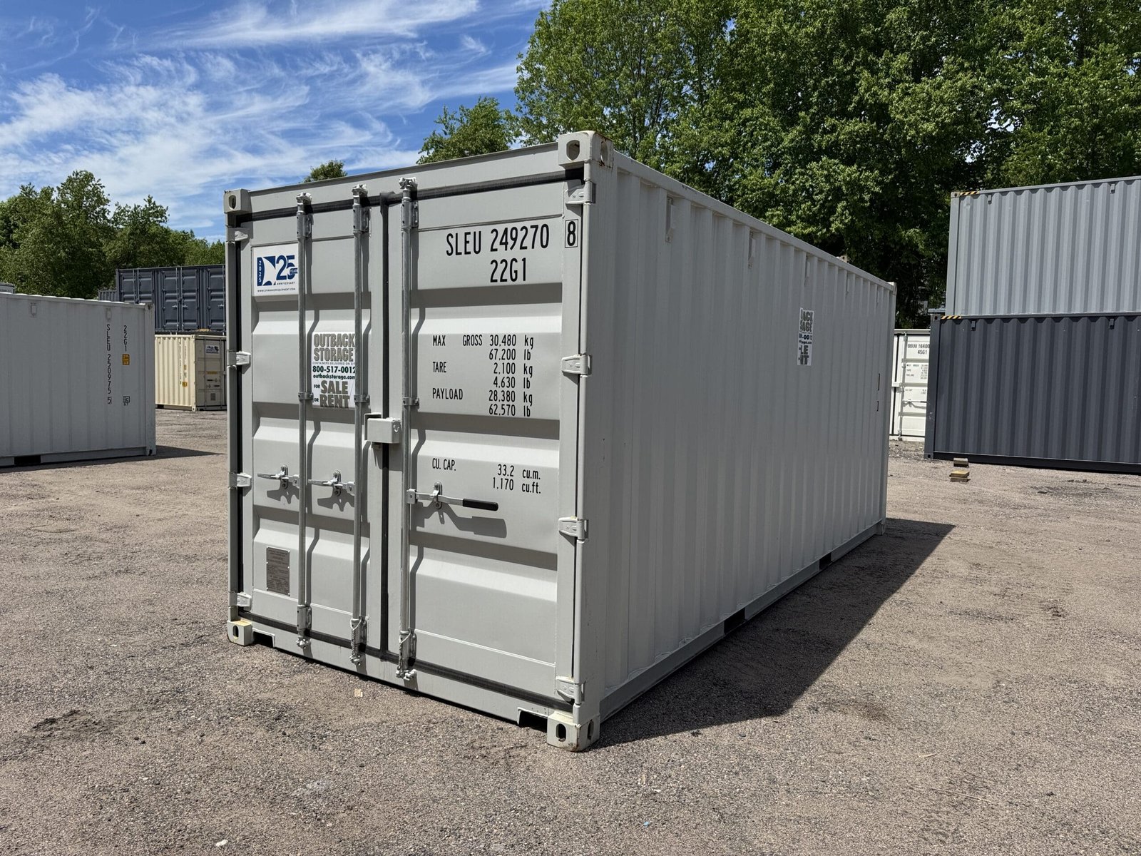 20ft New Shipping Container - Wind & Watertight - Gray - Unit SLEU249270-8 - Image 8