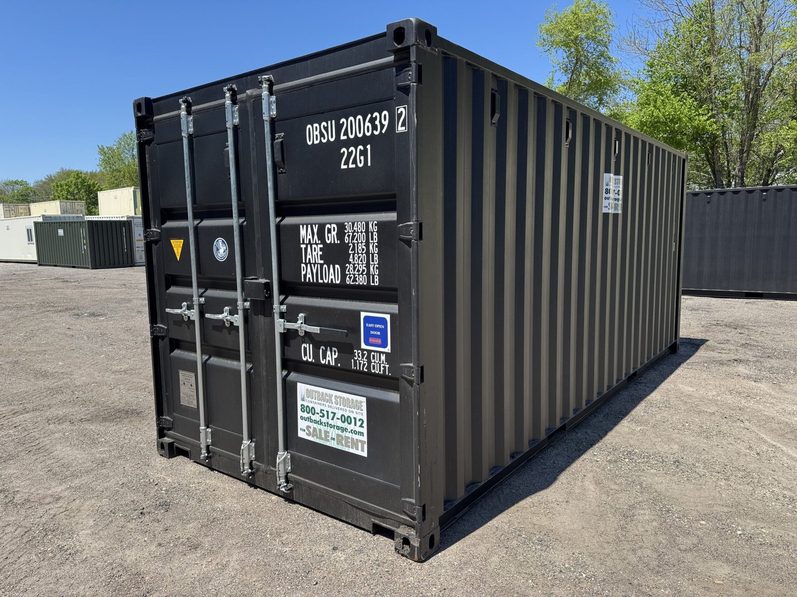 20ft New Shipping Container - Wind & Watertight - Black - Unit OBSU200639-2 - Image 11