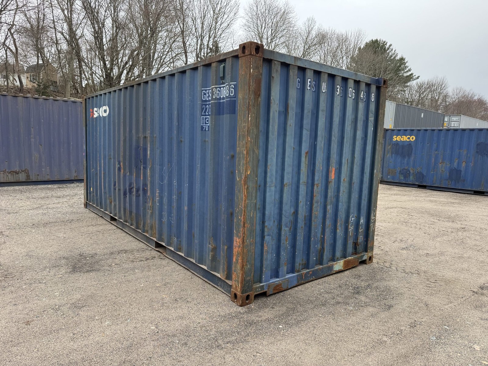 20ft Used Shipping Container - Wind & Watertight - Blue - Unit GESU360648-6 - Image 8