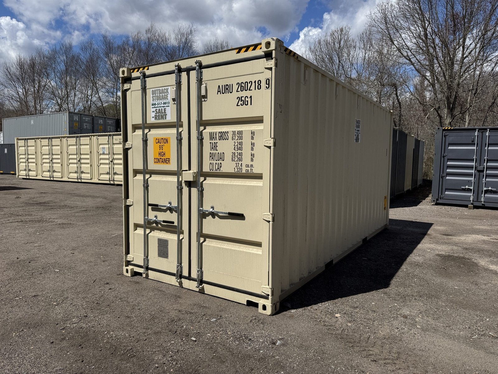 20ft New High Cube Shipping Container - Wind & Watertight - Beige - Unit AURU260218-9 - Image 8
