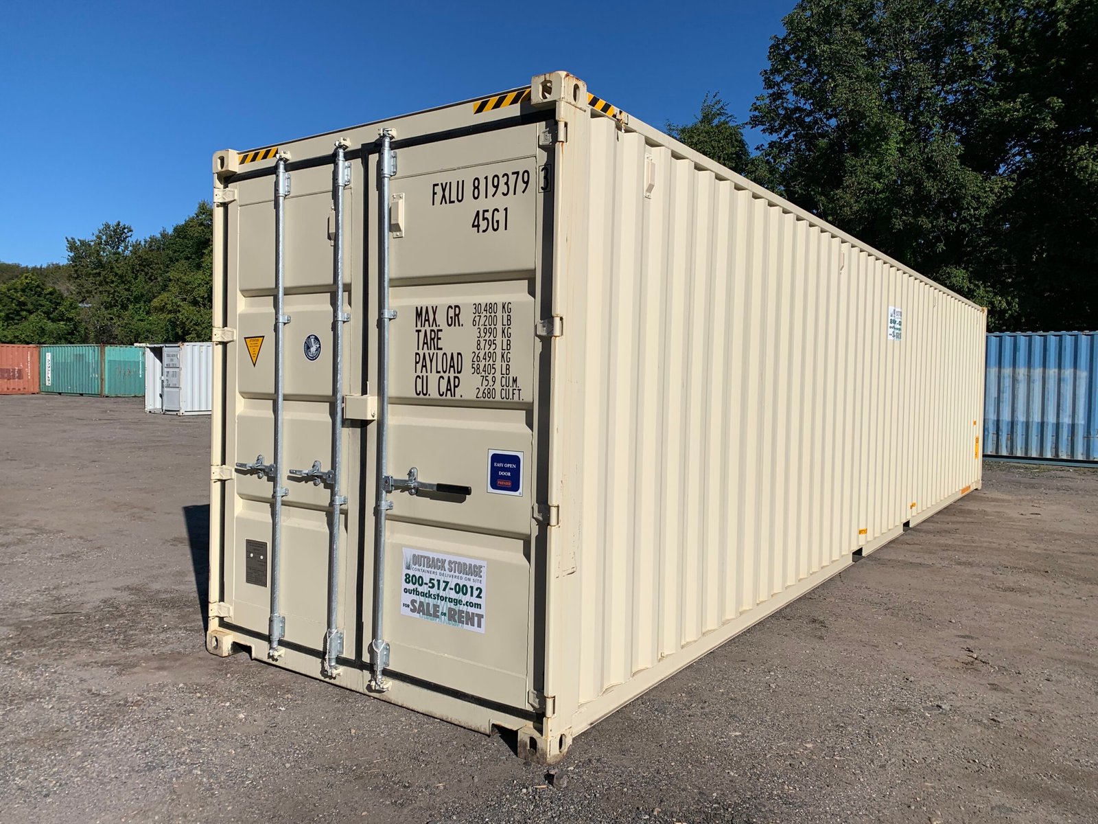 40ft New High Cube Shipping Container - Wind & Watertight - Beige - Unit FXLU819379-3 - Image 11