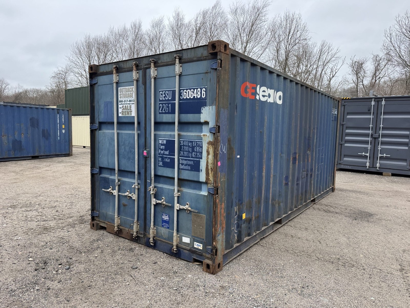 20ft Used Shipping Container - Wind & Watertight - Blue - Unit GESU360648-6 - Image 6