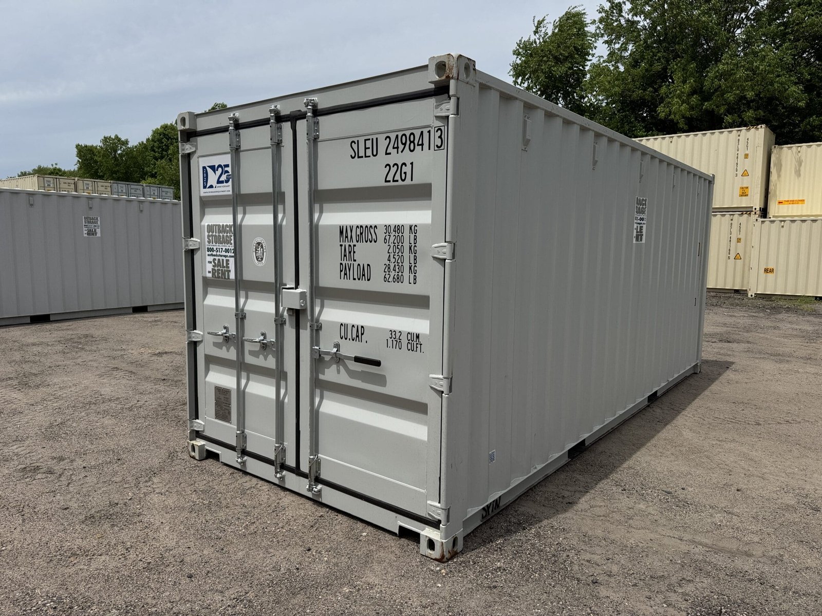 20ft New Shipping Container - Wind & Watertight - Gray - Unit SLEU249841-3 - Image 8