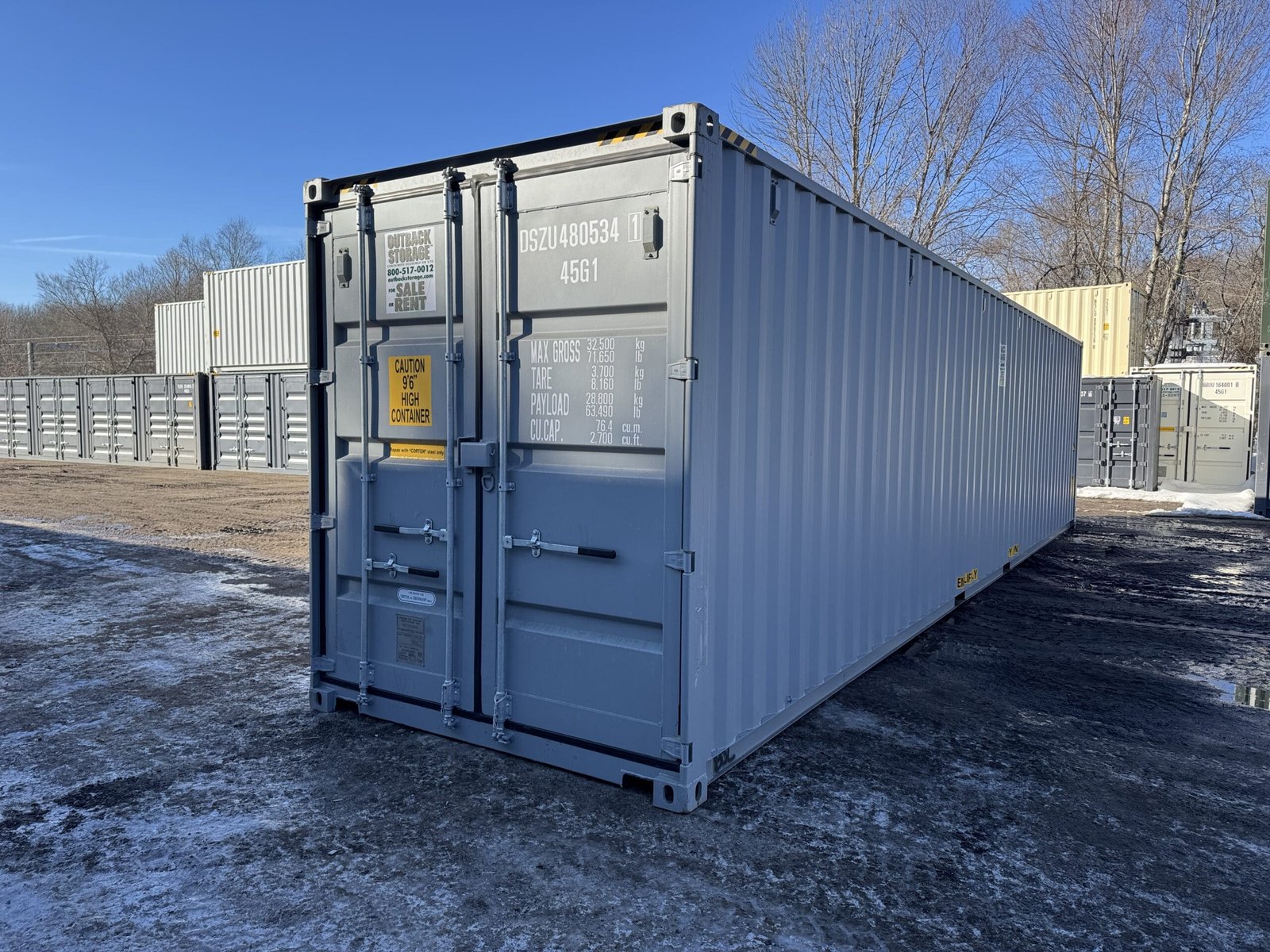 40ft New High Cube Shipping Container - Wind & Watertight - Gray - Unit DSZU480534-1 - Image 8