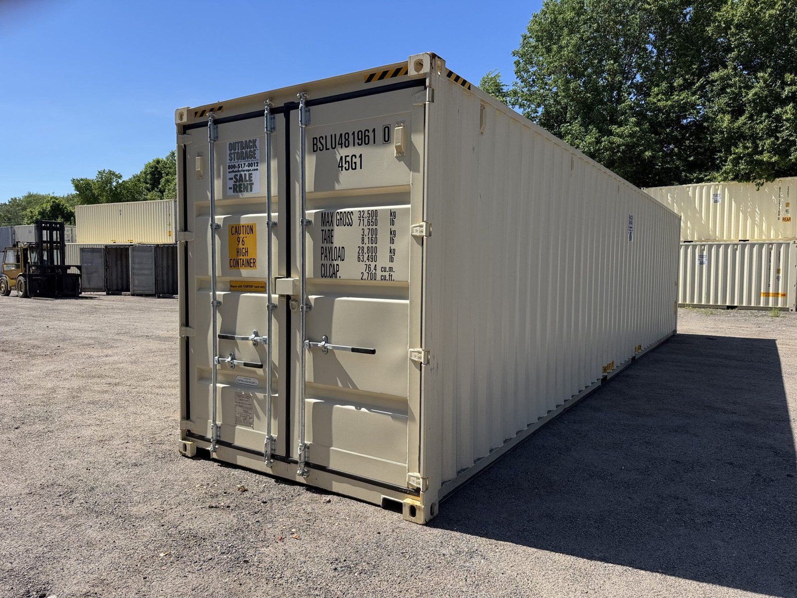 40ft New High Cube Shipping Container - Wind & Watertight - Beige - Unit BSLU481961-0 - Image 8