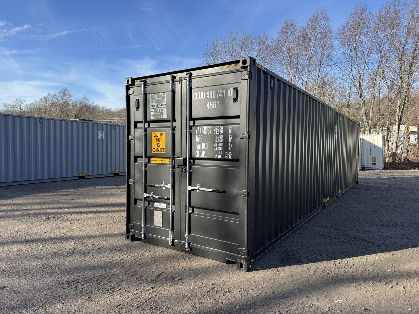 40ft New High Cube Shipping Container - Wind & Watertight - Black - Unit CEUU480741-0 - Image 8