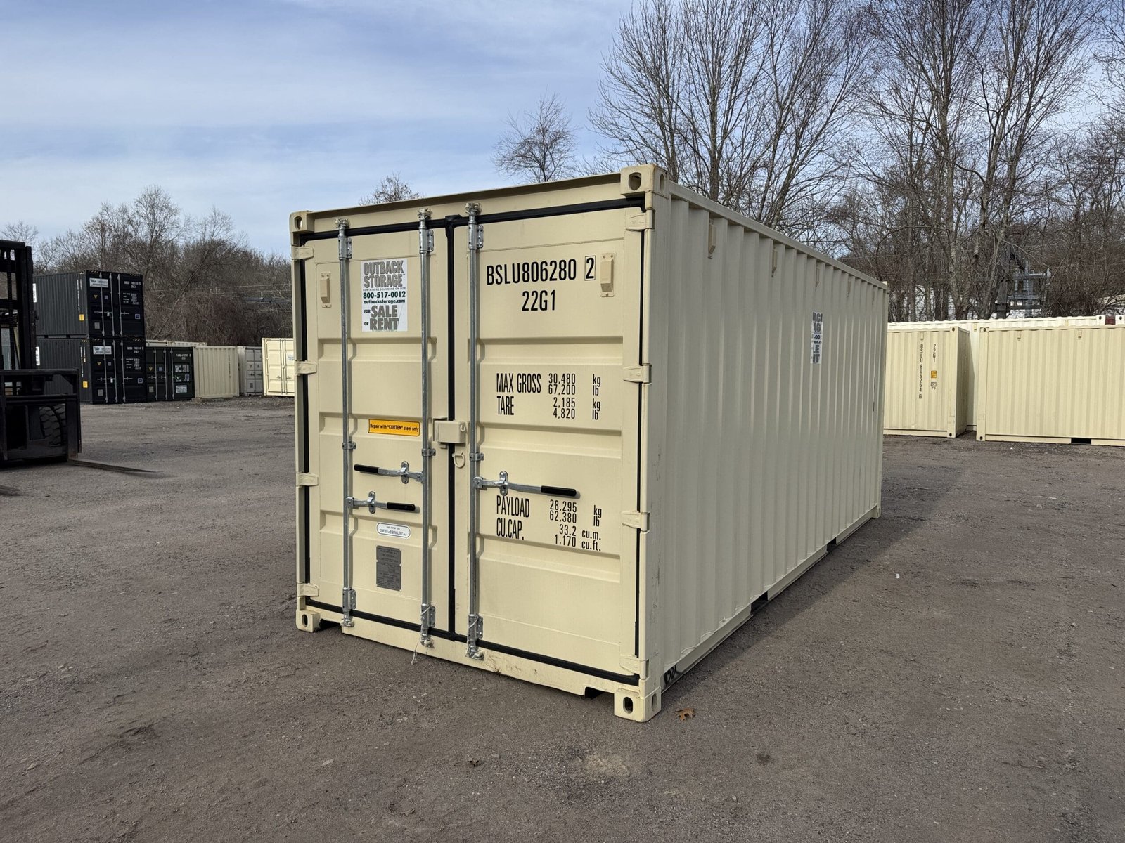 20ft New Shipping Container - Wind & Watertight - Beige - Unit BSLU806280-2 - Image 8