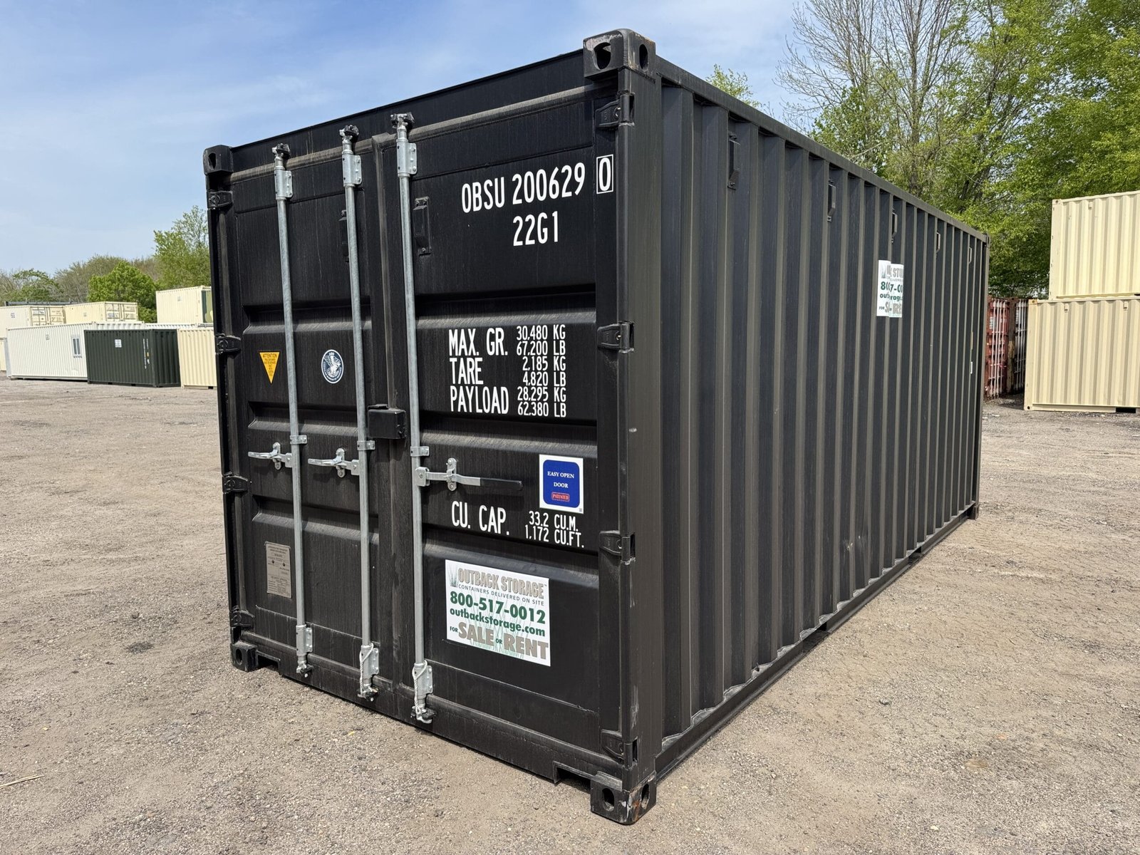 20ft New Shipping Container - Wind & Watertight - Black - Unit OBSU200629-0 - Image 6
