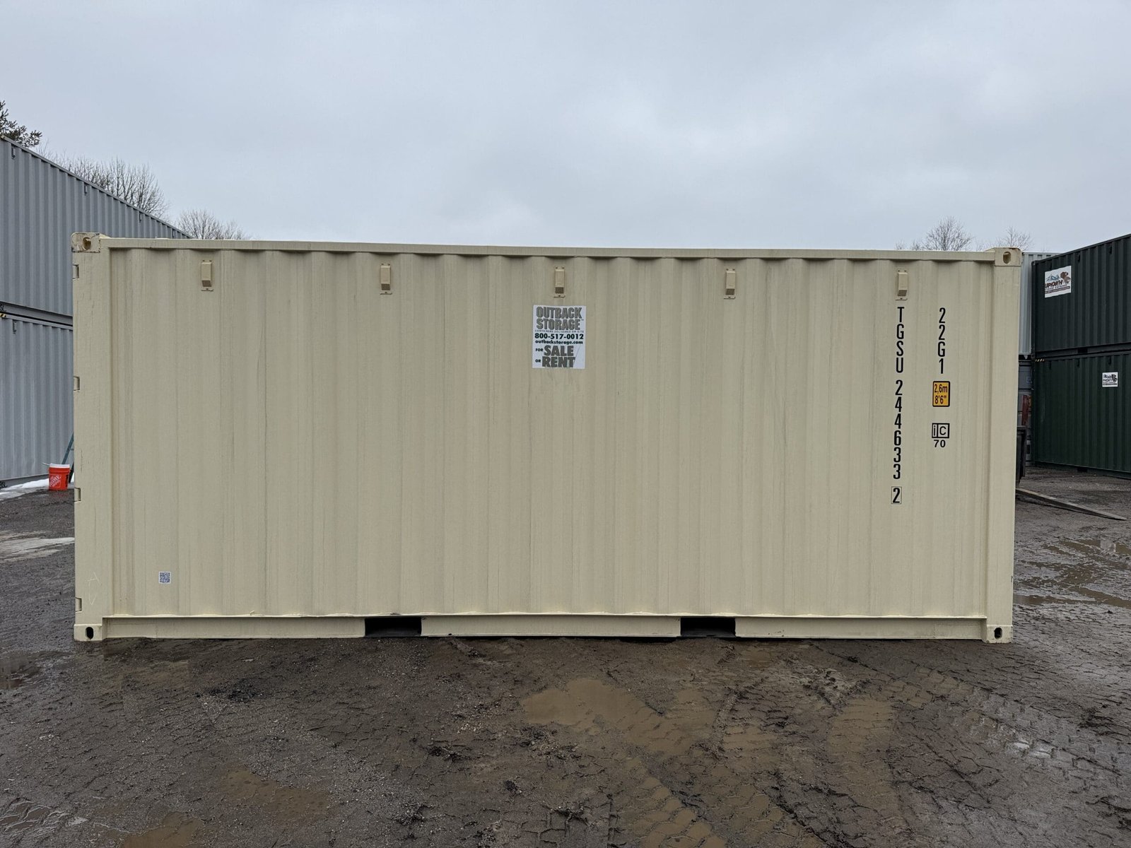 20ft New Shipping Container - Wind & Watertight - Beige - Unit TGSU244633-2 - Image 8