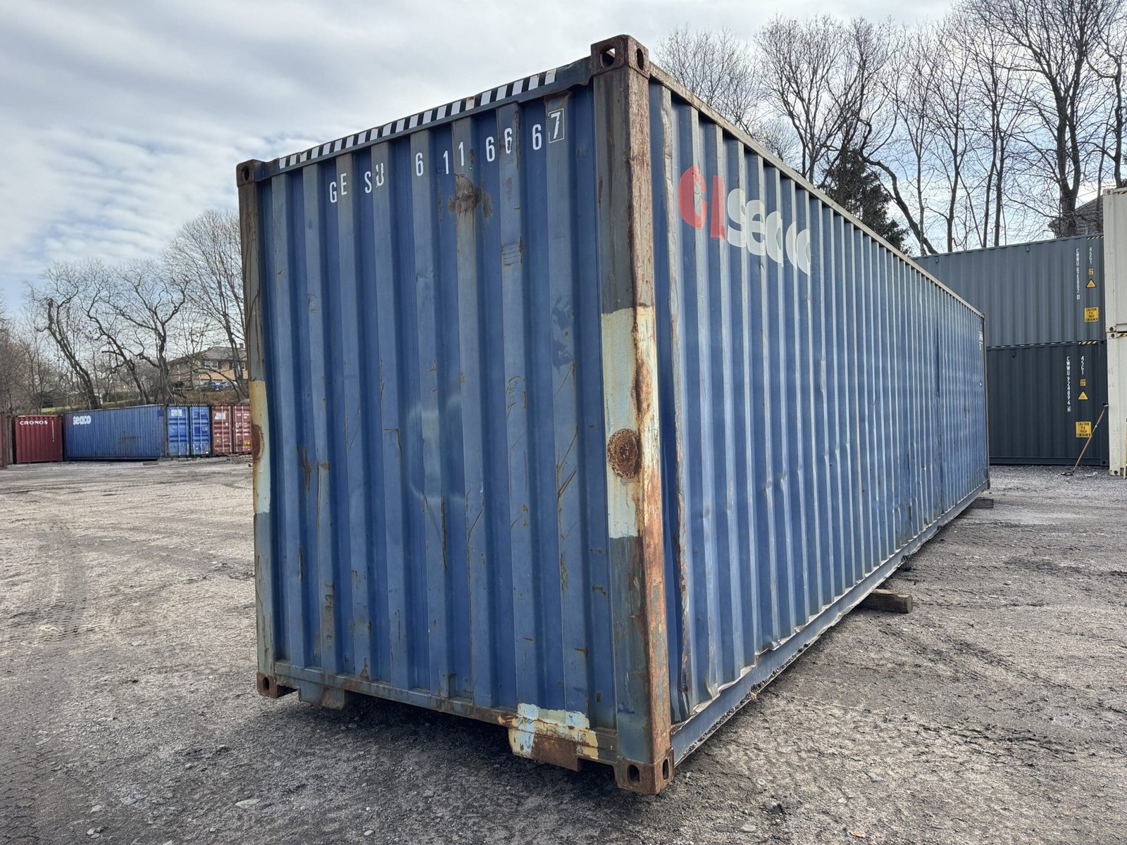 40ft Used High Cube Shipping Container - Wind & Watertight - Blue - Unit GESU611666-7 - Image 10