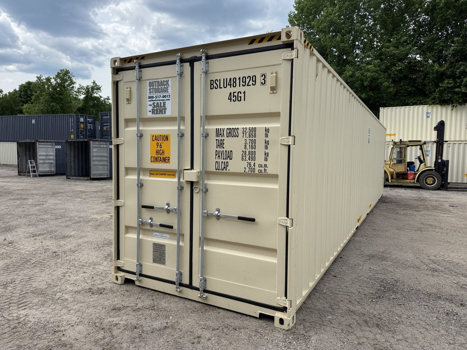 40ft New High Cube Shipping Container - Wind & Watertight - Beige - Unit BSLU481929-3 - Image 8