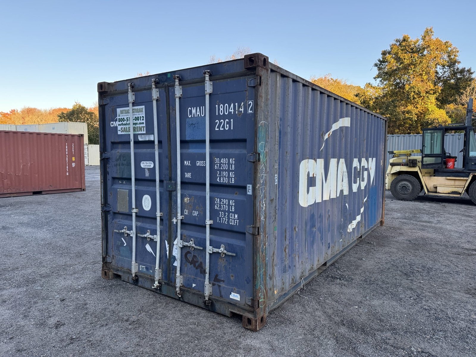 20ft Used Shipping Container - Wind & Watertight - Blue - Unit CMAU180414-2 - Image 7