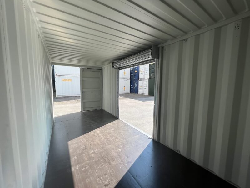 20ft Custom One Trip Shipping Container - Roller Shutter & RAL 7035 Respray - Image 4