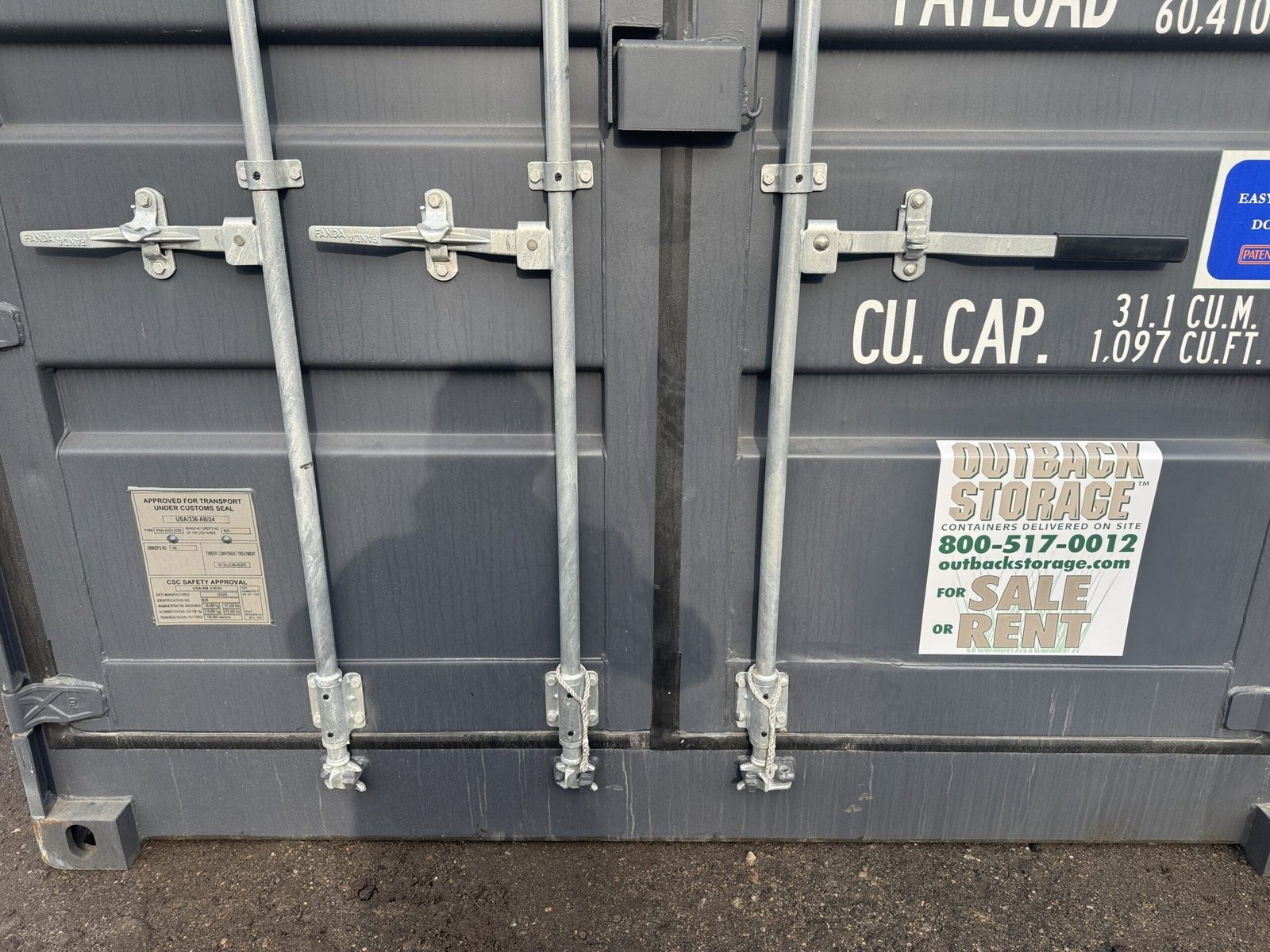 20ft Open Side New Shipping Container - Wind & Watertight - Gray - Unit FAMU017521-2 - Image 6
