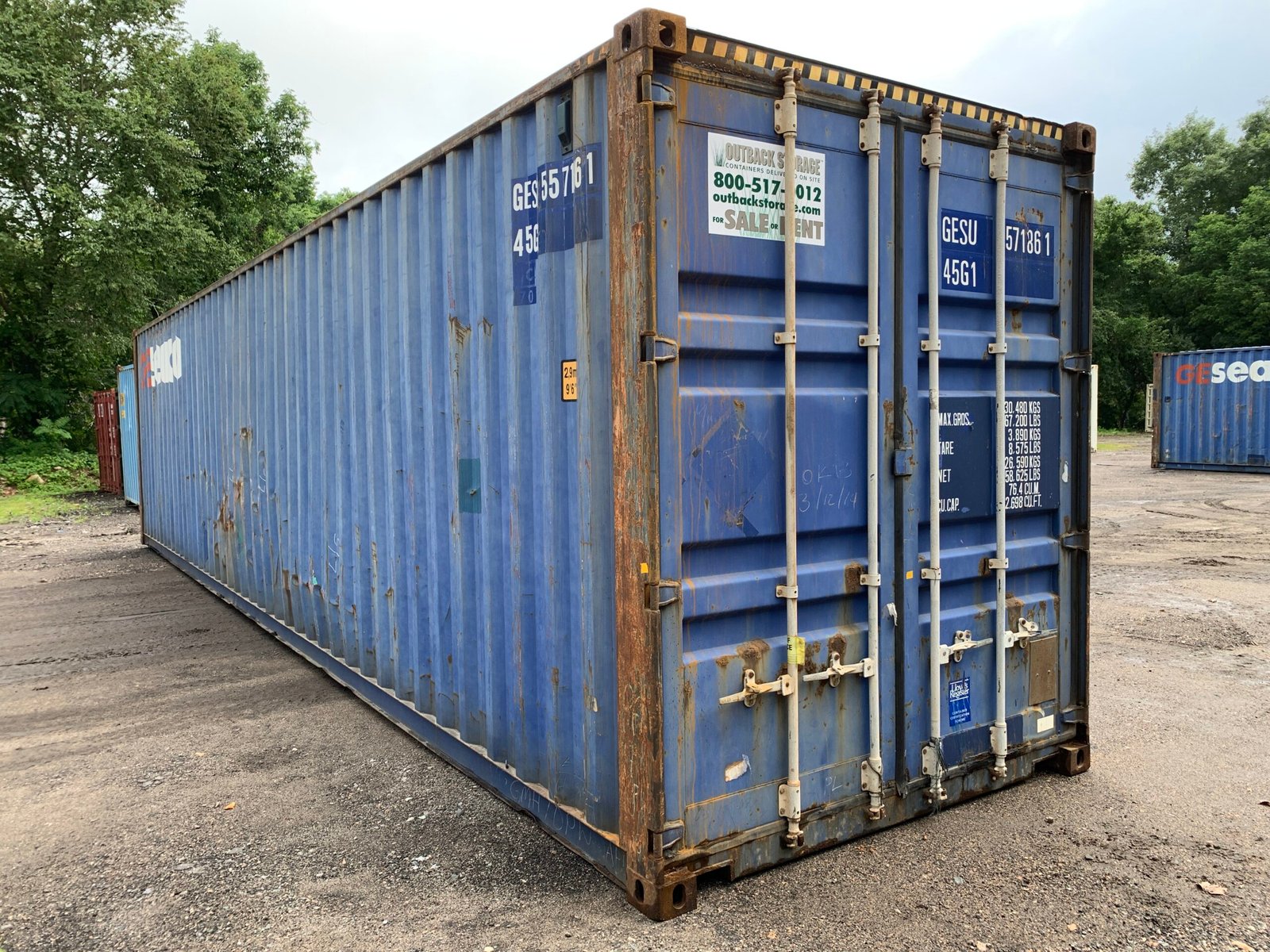 40ft Used High Cube Shipping Container - Wind & Watertight - Blue - Unit GESU557186-1 - Image 11